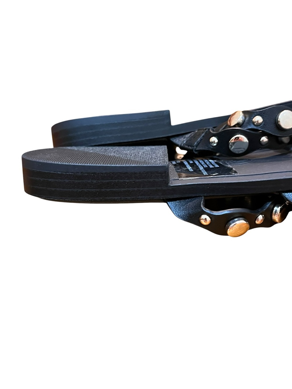 A New Day Black Studded Sandals Strappy Slide Mule Flats Goth Urban Beach Size 9 - Picture 5 of 9